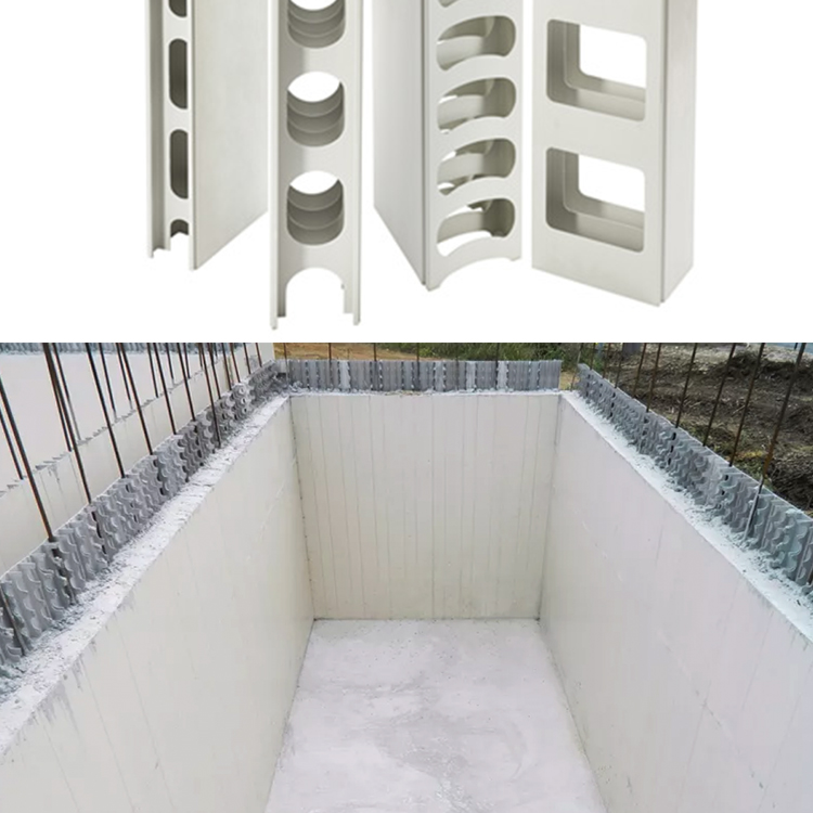 Perfiles de encofrado de PVC de panel de plástico para hormigón permanente