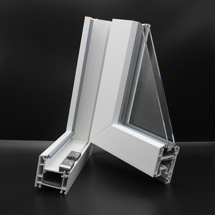Perfil de extrusión de UPVC Material anti-UV Perfil de ventana de 60 mm